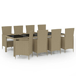 Maison Chic Mobilier à dîner 11 pcs de jardin - Ensemble table et chaises d'extérieur - Salon/Mobilier de jardin classique coussins Résine tressée Beige -MN91096