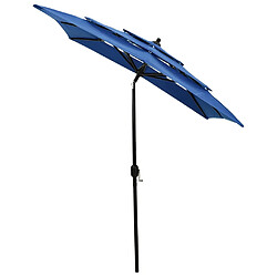 Avis ComfortXL Parasol à 3 Niveaux Avec Mât En Aluminium Bleu Azuré 2x2 M