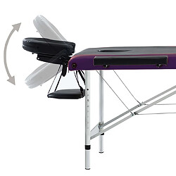 Acheter vidaXL Table de massage pliable 3 zones Aluminium Noir et violet