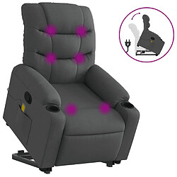 vidaXL Fauteuil de massage inclinable Gris foncé Tissu