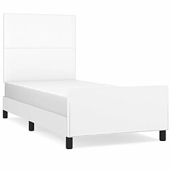 Maison Chic Lit adulte - Cadre Structure de lit avec tête de lit Contemporain Blanc 90x190 cm Similicuir -MN64139