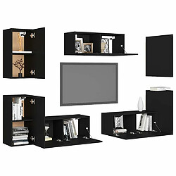 Avis Maison Chic Ensemble de meubles TV 7 pcs | Banc TV Moderne pour salon | Meuble de Rangement - Noir Aggloméré -MN94391