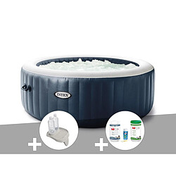 Kit spa gonflable Intex PureSpa Blue Navy rond Bulles 4 places + Porte/verre + Kit traitement brome