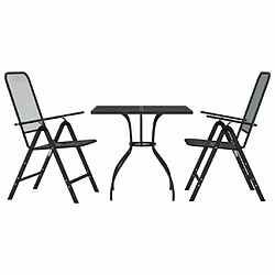 Ensemble à manger de jardin 3 pcs,Table et chaise à dîner anthracite métal maille -MN50568