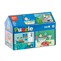 Apli Kids Puzzle House Interior - 24 Pièces de 7x7cm - Design Exclusif pour Enfants, Coloré, Clair et Simple - Pièces Résistantes et Sûres - Coloré