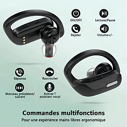 SUGIFT Écouteurs sans fil Casque Bluetooth 48 heures de lecture Écouteurs intra-auriculaires étanches avec microphone Affichage LED pour sports, course à pied, entraînement Noir pas cher