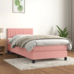 vidaXL Sommier à lattes de lit avec matelas Rose 90x200 cm Velours