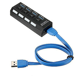 Universal 4 ports USB 3.0 Hub ON / OFF Switch Adaptateur AC