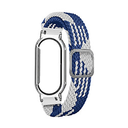 Bracelet en nylon élastique, 3 en 1, tressé pour votre Xiaomi Mi Band 7/7 NFC - Bleu blanc/transparent