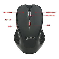 Acheter Wewoo Souris sans fil HXSJ T21 2.4GHz Bluetooth 3.0 6 touches 2400DPI optique de jeu réglable à quatre vitesses pour ordinateurs de bureau / portables