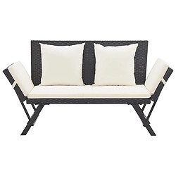 Helloshop26 Banc de jardin meuble de patio d'extérieur terrasse avec coussins 176 cm résine tressée noir 02_0011594