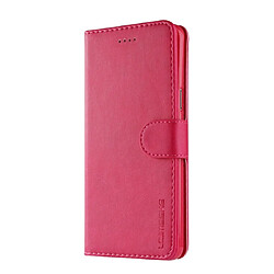 Wewoo Coque Pour Galaxy S9 LC.IMEEKE étui en cuir à rabat à texture de veau avec support et fentes cartes et portefeuille rose rouge