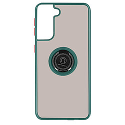 Avizar Coque Samsung Galaxy S21 Plus Bi-matière Bague Métallique Fonction Support vert