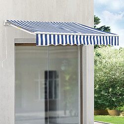 Avis Store Banne Bitonto avec Manivelle 350 x 250 cm Bleu Blanc [en.casa]