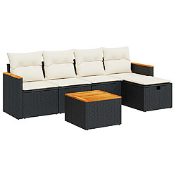 vidaXL Salon de jardin 6 pcs avec coussins noir résine tressée