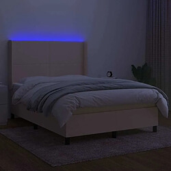 Avis Maison Chic Lit adulte- Lit + matelas + LED,Sommier à lattes de lit matelas et LED Crème 140x190 cm Tissu -GKD48780