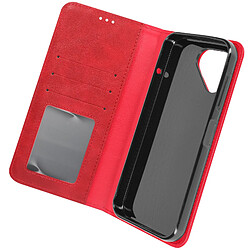 Avizar Étui pour Fairphone 5 Clapet Portefeuille Motif Damier Collection Geo Rouge