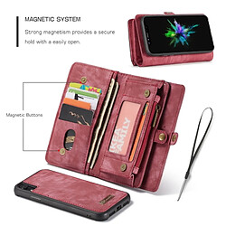 Acheter Wewoo Etui à rabat horizontal multifonction détachable pour iPhone XR, avec fente pour carte & support, portefeuille et fermeture à glissière et cadre photo (rouge)