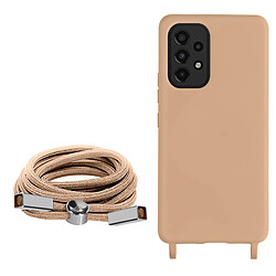 Avizar Coque Cordon Samsung Galaxy A33 5G Semi-rigide Lanière Tour du Cou 80cm Rose