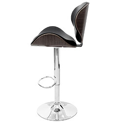 Avis Decoshop26 Tabouret de bar x1 pivotant design rétro PVC noir coque d'assise en bois courbé 04_0008579