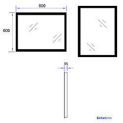 EMKE Miroir lumineux salle de bain 80x60cm, Miroir LED avec Interrupteur à bouton, Anti-buée, Miroir avec éclairage lumière Blanche Froide/Chaude pas cher