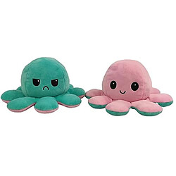 RedMiter Animal en peluche de Poulpe Réversible Doux 19cm-Rose et vert