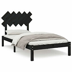 Maison Chic Lit adulte - Lit simple Cadre de lit,Structure du lit Contemporain Noir 100x200 cm Bois massif -MN77270