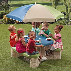 Acheter Step2 Naturally Playful Table Picnic Enfant en VERT / Bleu avec Parasol | Banc Pique Nique pour Enfants en Plastique