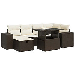 vidaXL Salon de jardin 8 pcs avec coussins marron résine tressée