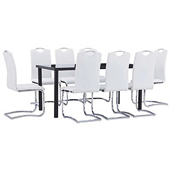 vidaXL Ensemble de salle à manger 9 pcs Similicuir Blanc