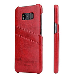 Wewoo Etui en cuir Fierre Shann Retro Oil en cire PU pour Galaxy S8, avec fentes pour cartes (rouge)