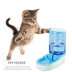 Universal 3.8L Bol de boisson en plastique pour chien de chat distributeur de boisson automatique pour chat éleveur | Fournitures d'arrosage pour chat (bleu)