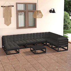 vidaXL Salon de jardin 9 pcs avec coussins Bois de pin massif