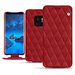 Housse cuir Samsung Galaxy S9 - Rabat vertical - Rouge - Couture ( Nappa - Pantone #d50032 ) - NOREVE