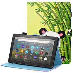 Etui en PU anti-chute, antichoc, fermeture magnétique avec support et porte-cartes pour Amazon Fire HD 8 (2016)/(2017)/(2018) - panda et bambou