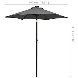 vidaXL Parasol de jardin avec lumières LED anthracite aluminium pas cher