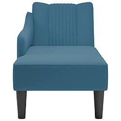 Avis vidaXL Fauteuil long avec accoudoir droit bleu velours