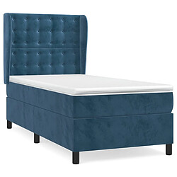 Maison Chic Lit adulte- Lit + matelas,Sommier à lattes de lit avec matelas Bleu foncé 100x200 cm -GKD75730