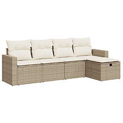 vidaXL Salon de jardin avec coussins 5 pcs beige résine tressée