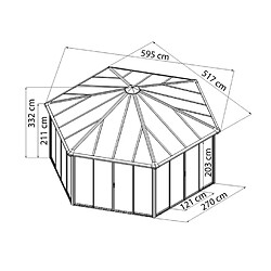 Gazébo tonnelle fermée 30m² gris anthracite - 704467 - PALRAM