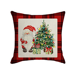 Avis P35 4PCS 45 * 45cm Santa Claus + Cadeau Pattern Taie d'oreiller en lin imprimé Canapé-lit Coussin de coussin d'oreiller