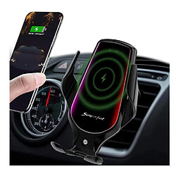 Chrono Chargeur de voiture sans fil, support de téléphone de voiture rapide 10W Chargeur sans fil Support de téléphone à capteur automatique Support de ventilation pour iPhone12/11/11 Pro/11 Pro Max/XS/XR/X/8/8P, SamsungS10/S9/S8/ Note10/9, LG etc (noir)