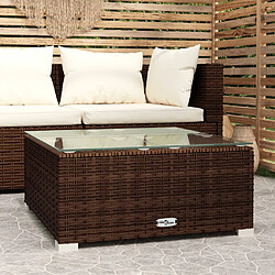 vidaXL Table de basse de jardin Marron 60x60x30cm Résine tressée verre