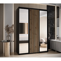 Abiks Meble Armoire LANKO 2 À Portes Coulissantes 235,2/170/60 3 Portes (Noir/Noir)