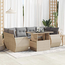 vidaXL Salon de jardin avec coussins 7 pcs beige résine tressée