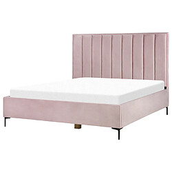 Beliani Lit avec coffre en velours rose 180 x 200 cm SEZANNE pas cher