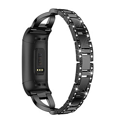 Acheter Wewoo Bracelet en acier avec métal serti de diamants forme X pour Fitbit Charge 3 (noir)