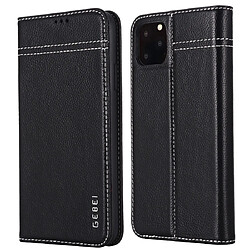 Wewoo Coque Pour iPhone 11 Pro GEBEI Etui de protection en cuir à rabat avec support et fentes cartes Noir