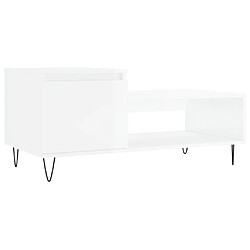 Maison Chic Table basse,Table Console Table d'appoint, Table pour salon Blanc brillant 100x50x45 cm Bois d'ingénierie -MN58604