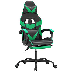 vidaXL Chaise de jeu avec repose-pied Noir et vert Similicuir